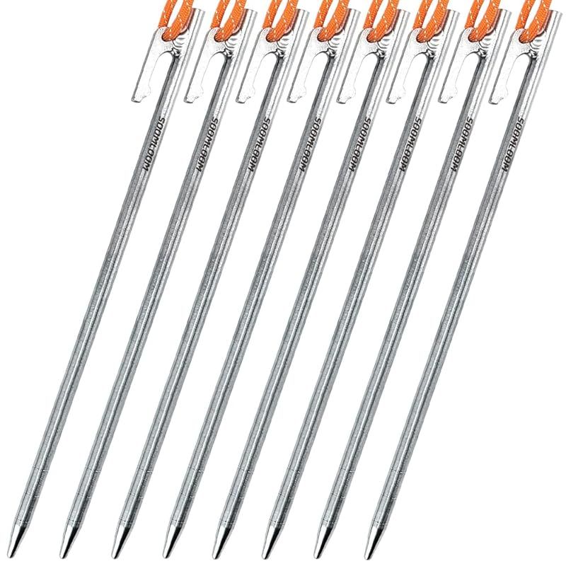【新着商品】Soomloom ペグ チタン製 固定ロープ付き テント用 タープ用30 8本セット