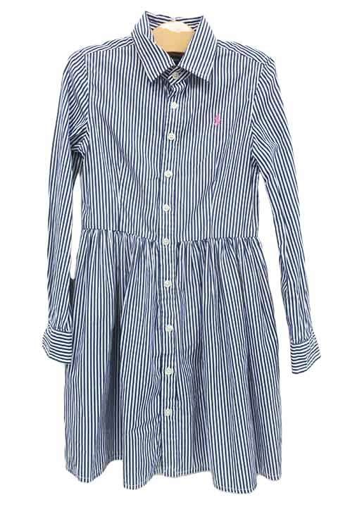 【中古】POLO RALPH LAUREN ポロラルフローレン 子供服 キッズ ワンピース ストライプ 女の子 サイズ7＿S28＿セルモアから出品＿s-0038-r28