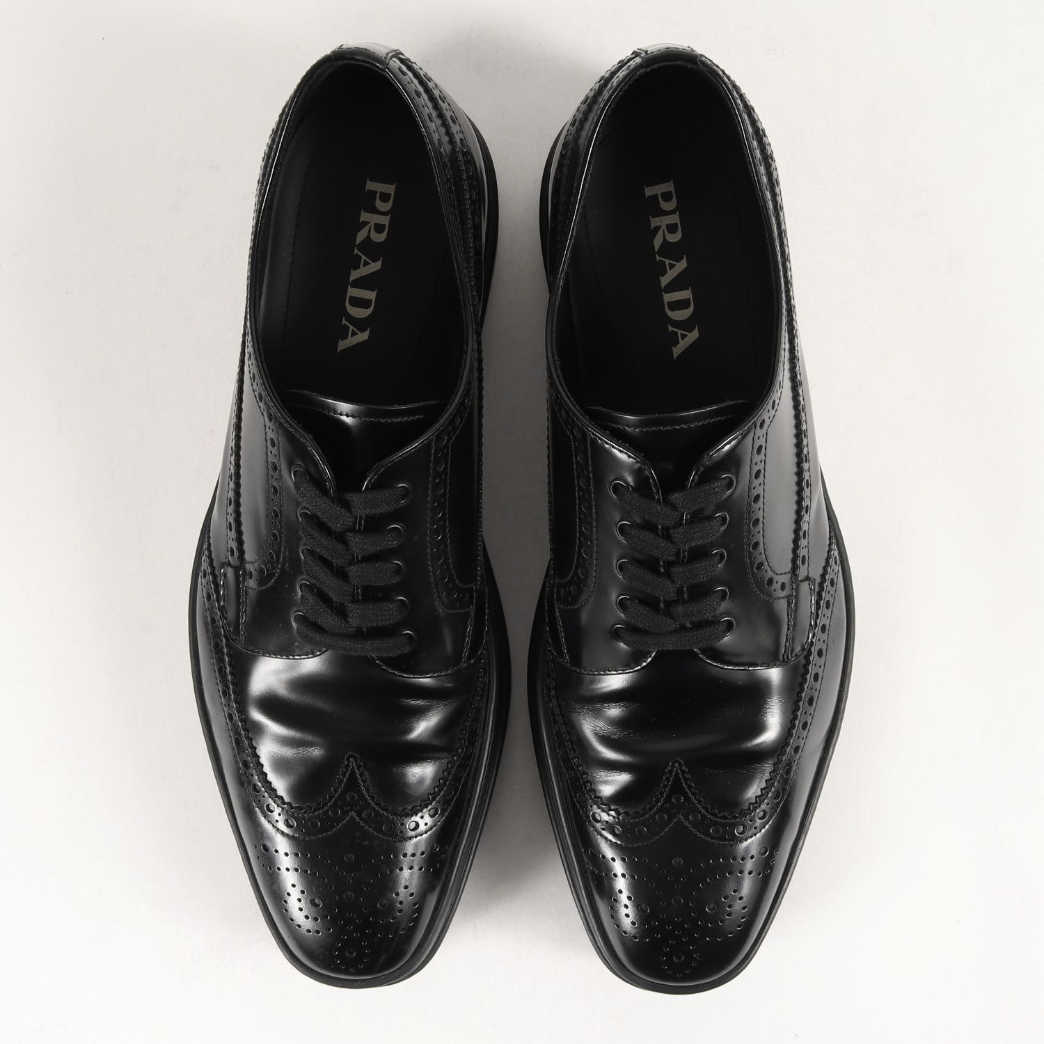 PRADA プラダ サイズ:9 ウイングチップ ラバーソール レザー ドレス 