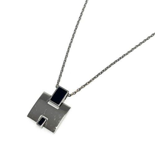 エルメスアイリーン Hロゴ シルバー/黒 レディース ネックレス