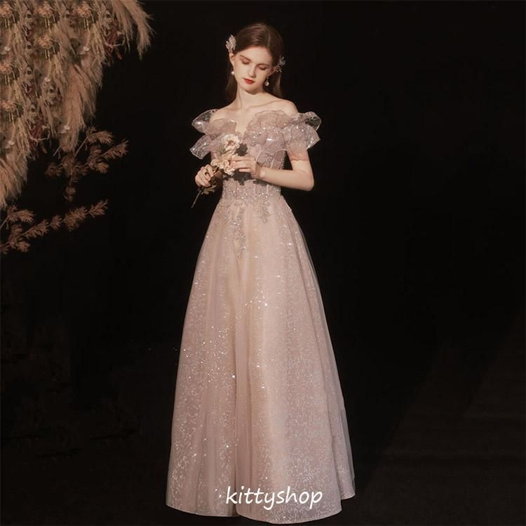 キラキラフリルロングドレス✨可愛い大人の魅力 キラキラフリルロングドレス✨可愛い大人の魅力