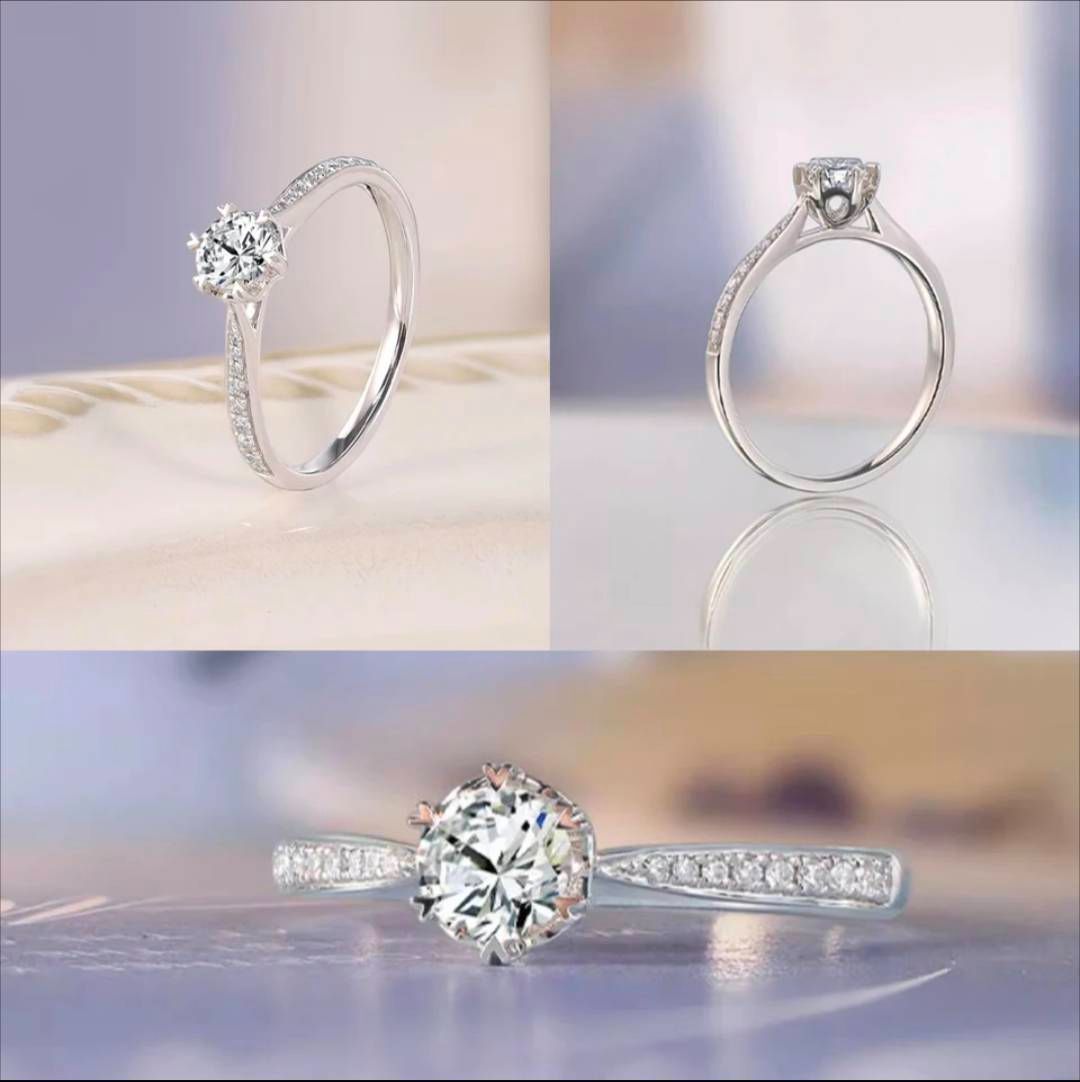 0.6ct E VS1 ダイヤモンドリング 18K White Gold 6プロング 鑑定書付 ring-decorated