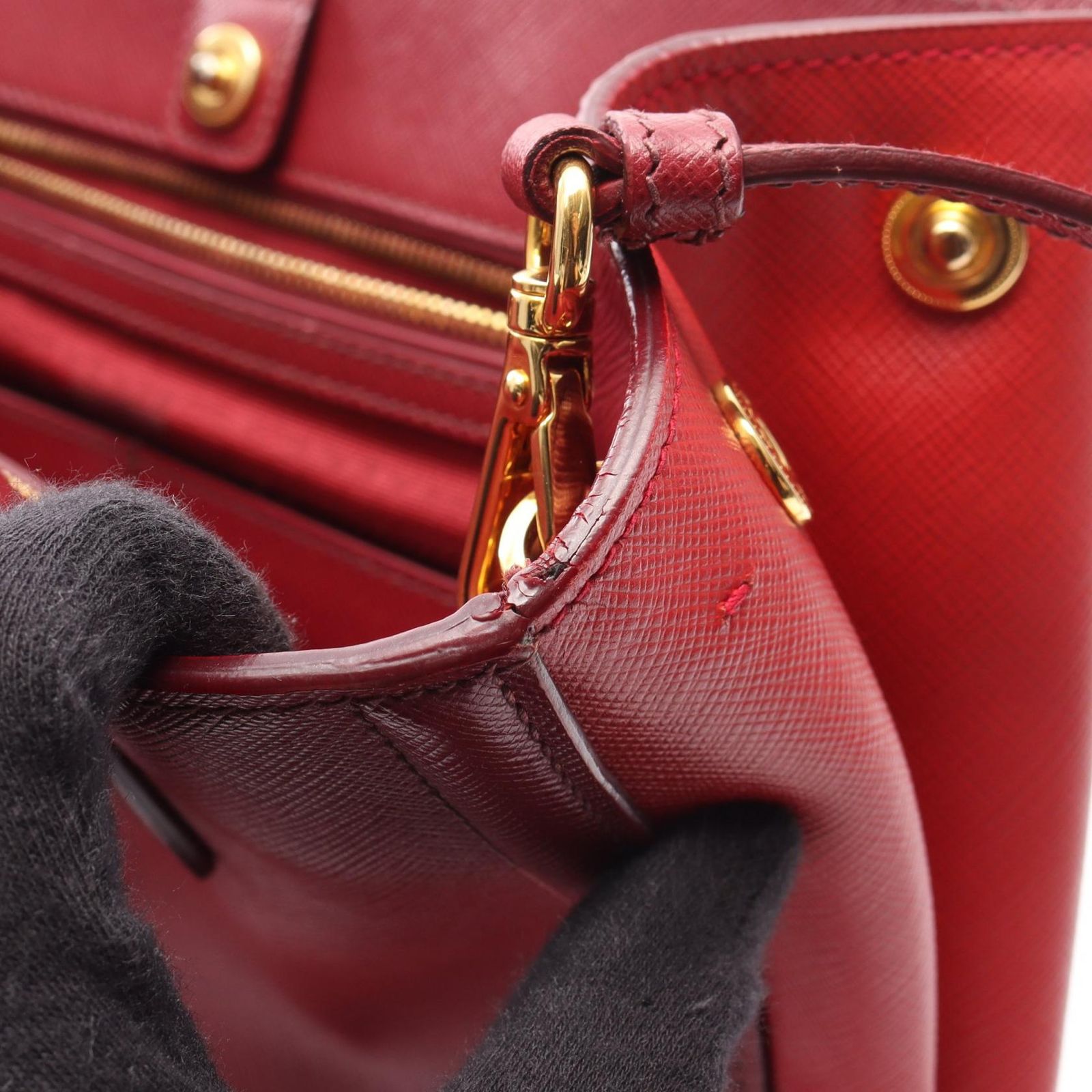 プラダ PRADA ハンドバッグ VIT DAINO レッド サフィアーノレザー VIT  