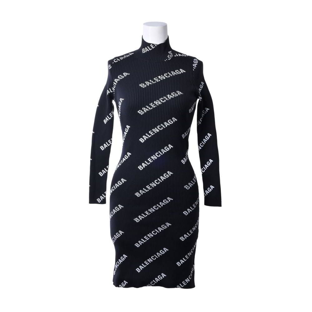 バレンシアガ　ロゴワンピース　未使用 BALENCIAGA ロゴプリント オールオーバー ハイ リブ ワンピース