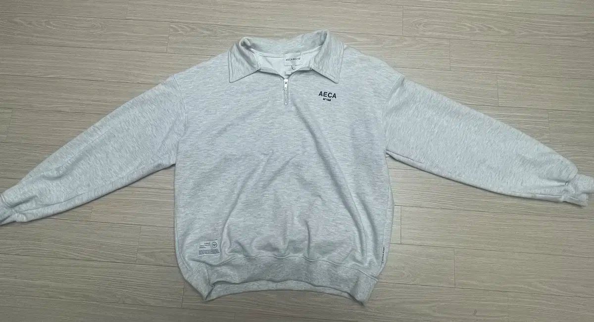 アエカホワイト ハーフジップ Tシャツ グレー L サイズ