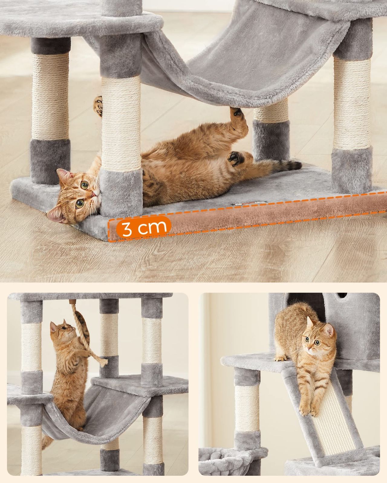 キャットタワー多頭飼い大型猫用スリム 安定感 転倒防止高さ206cm キャットタワー多頭飼い大型猫用スリム 安定感 転倒防止高さ206cm
