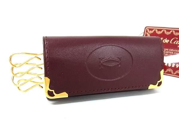 Cartier カルティエ マストライン レザー 3連キーケース 鍵入れ レディース メンズ ボルドー系 FL5021