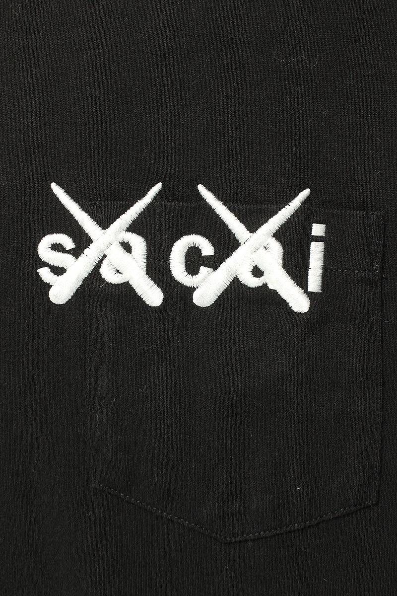 サカイ ×カウズ KAWS 21AW 21-0284S ロゴ刺繍ポケット長袖