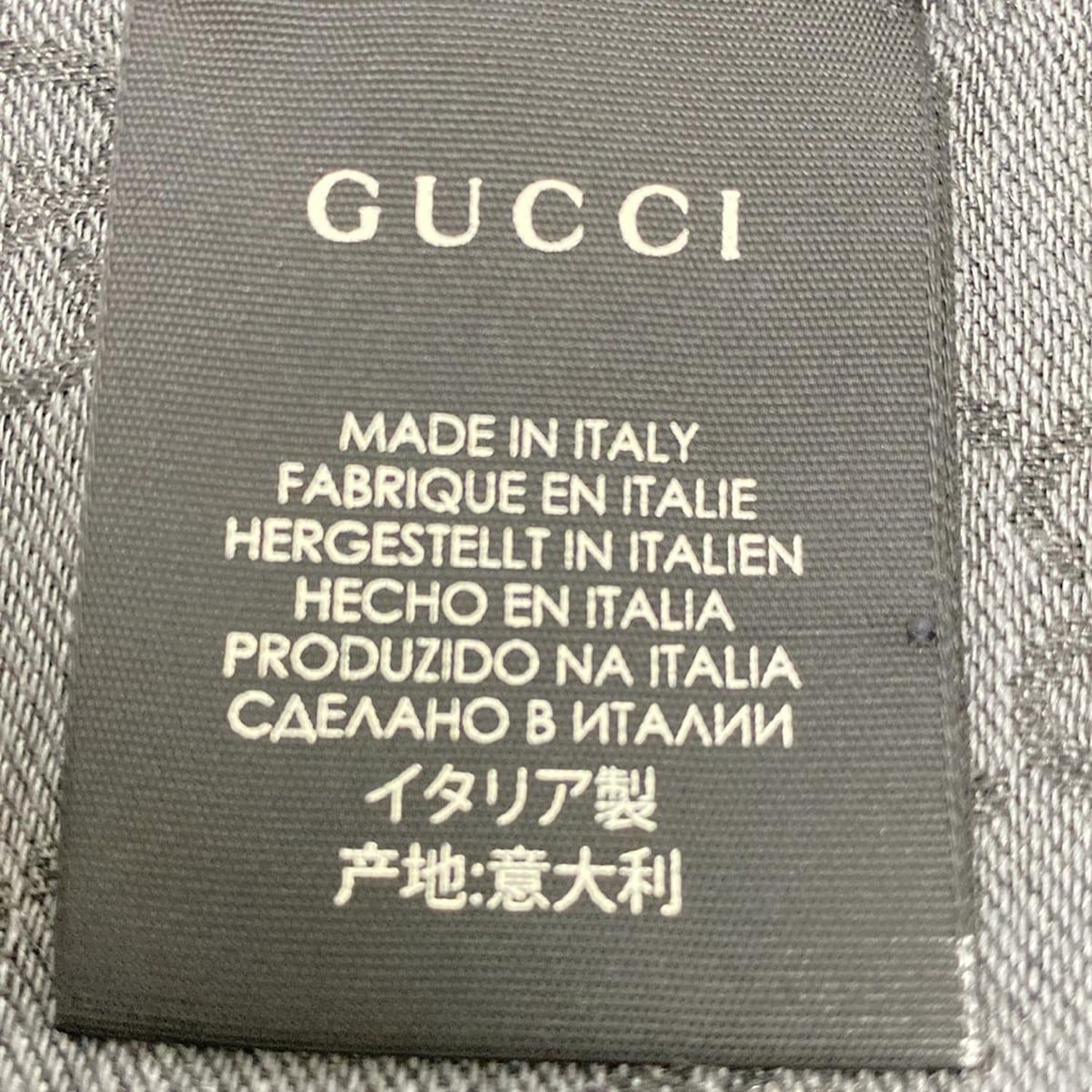 GUCCI グッチ ストール ショール - ダークグレー×黒 GG柄 ウール シルク