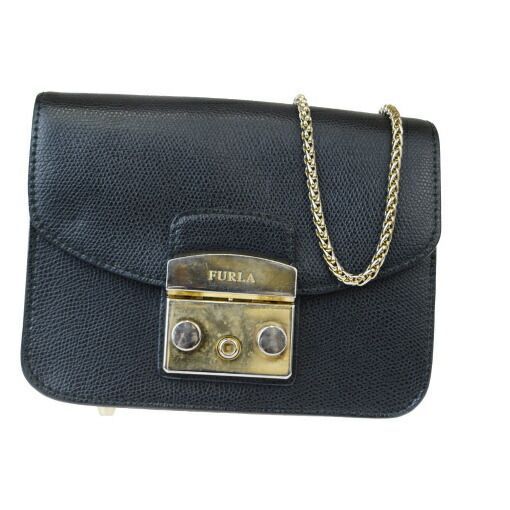 【中古】 フルラ(Furla) メトロポリス 2WAY レザー ショルダーバッグ ブラック 03GB462