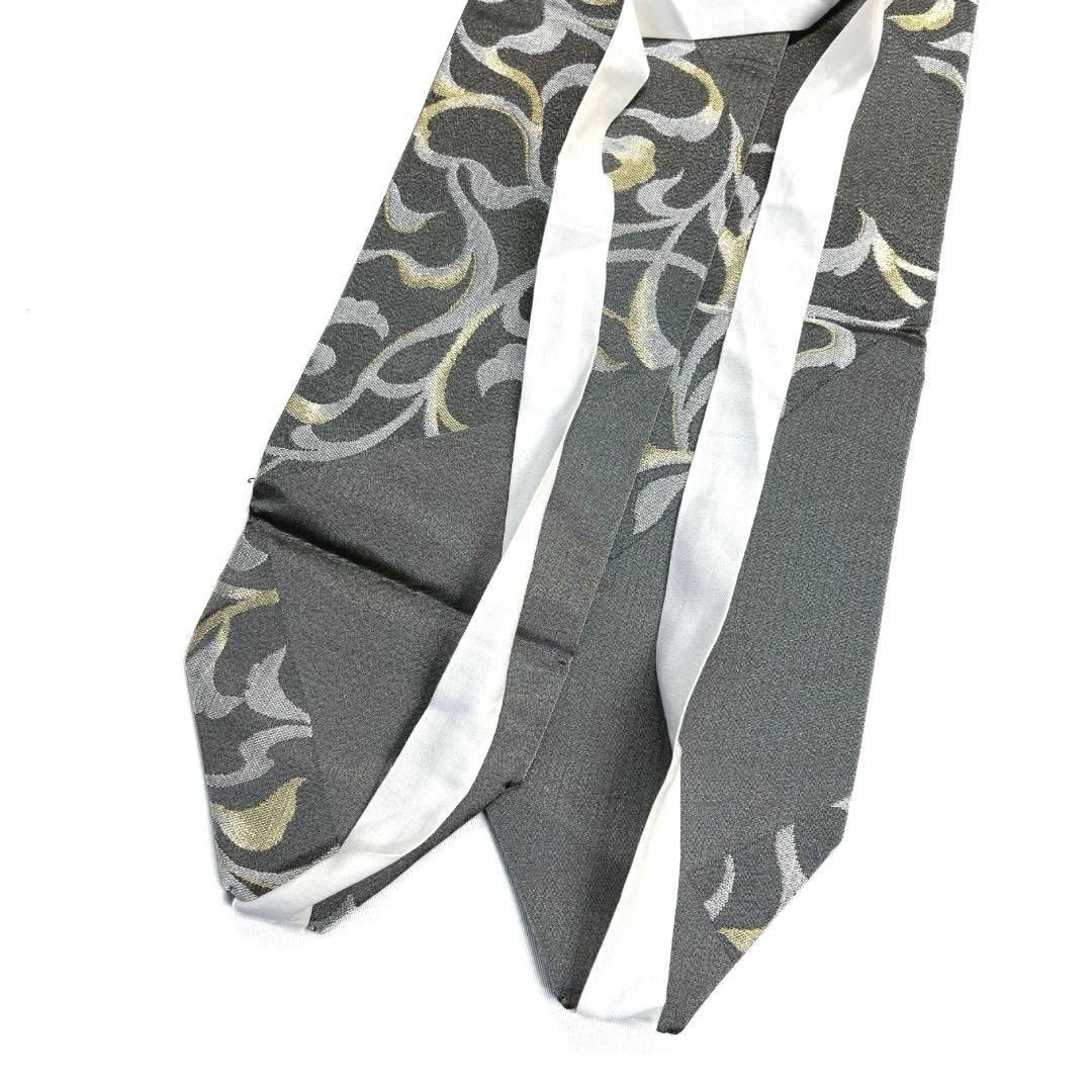 袋帯市松変わり格子モノトーン銀通し着物021a d 