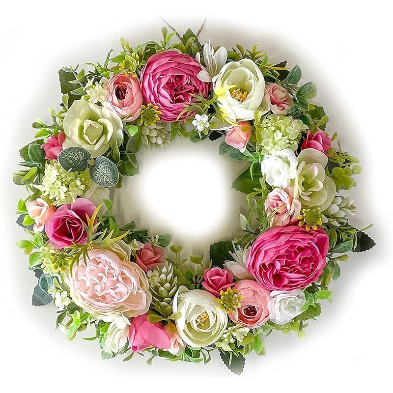 Lulu s ルルズ ピンクローズのフラワーリース アーティフィシャルフラワー ナチュラルリース サイズ 直径約26cm×奥行約8cm ピンクローズのフラワーリース Lulu s-1741 0