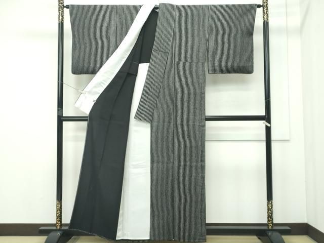 平和屋本店□極上 池田重子コレクション 小紋 単衣 鹿の子間道 黒地  