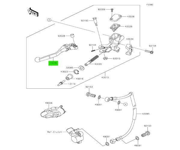 ローラ カワサキ KX250 レバー Lever - Comp 13236-0813 KAWASAKI 純正
