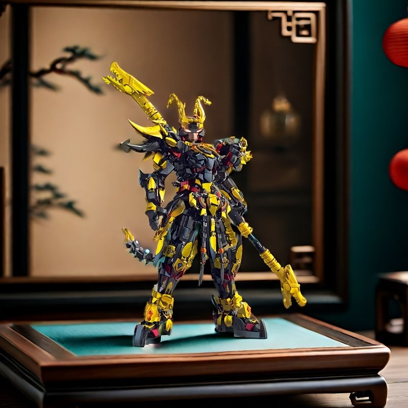 2600 ブラックとイエローメカビルディングブロックセット 困難なDIY組み立てモデル リビングルームデスクトップオーナメント ハロウィンギフト クリスマスギフト 誕生日ギフト ボックスなし