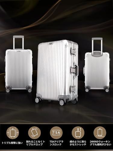 新着商品 Airmood スーツケース オールアルミ合金 キャリーケース 機内持ち込み キャリーバッグ シルバー 大型 軽量 耐衝撃 TSAロック 静音 ダブルキャスター 出張 ビジネス 旅行 修学用 Silver XLサイズ 100L WWW_SMP1DAWEKUDUS_SCH_ID
