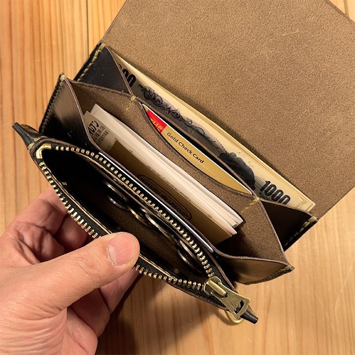 クロムエクセル/ロングトラッカーウォレット/ブラック(茶芯)/TWL-01BCE クロムエクセル ブラック茶芯｜Horween社スタンプ入りロング