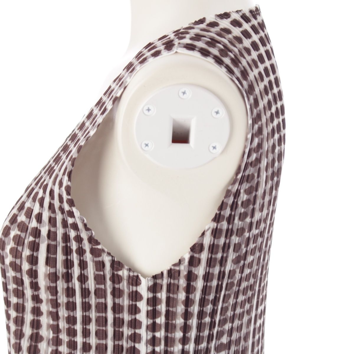 プリーツプリーズ イッセイミヤケ ドット柄 ノースリーブ ワンピース  