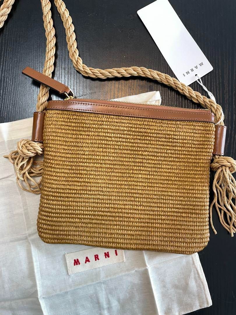 2024年レディースファッション福袋 マルニ MARNI ショルダーバッグ 鞄 刺繍 ロゴ コットン×ナイロン バッグ