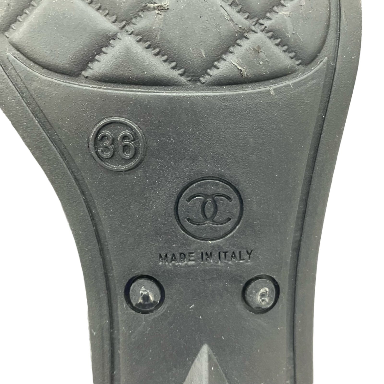 【即納！】186005　収納ケース付き☆　現状品　CHANEL シャネル　レインブーツ　レディース　36サイズ　ブラック　カメリア　ココマーク　ラメ入り 水に強い