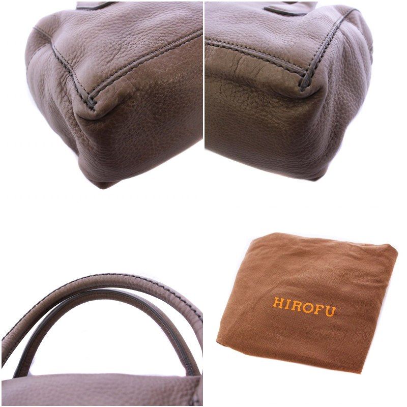 レザー ヒロフ HIROFU ボストンバッグ ハンドバッグ レザー ブラウン /KH