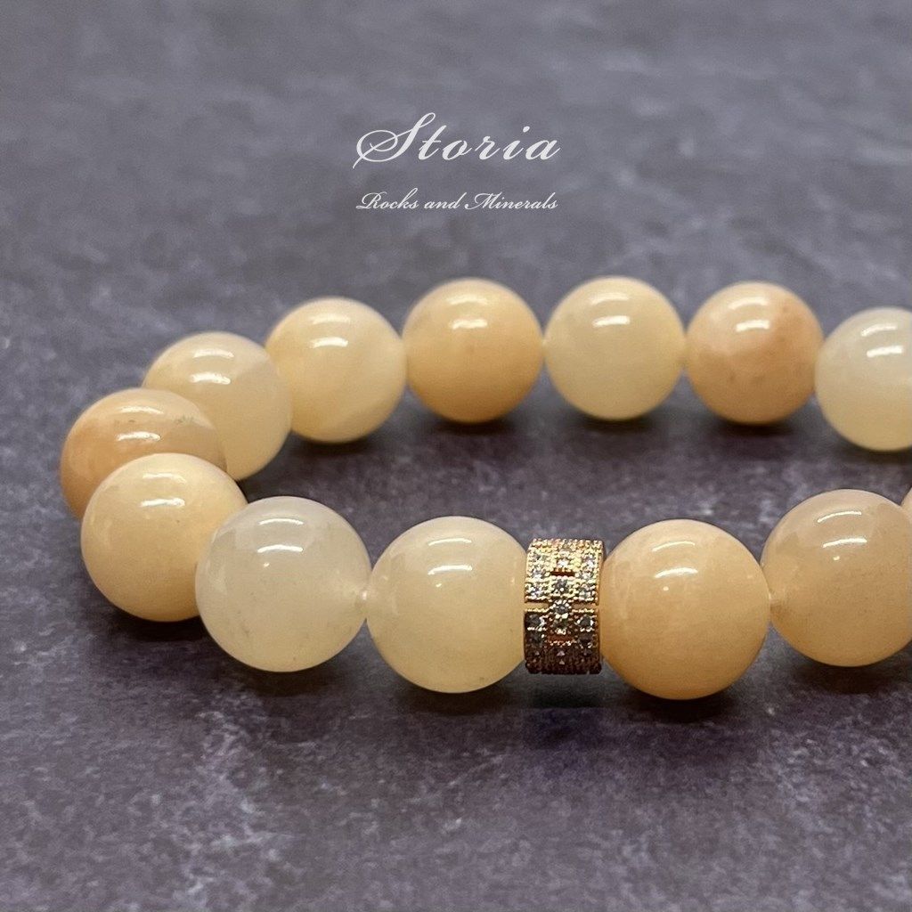 12mm ペールオレンジ アベンチュリン（砂金水晶）×パヴェビーズ