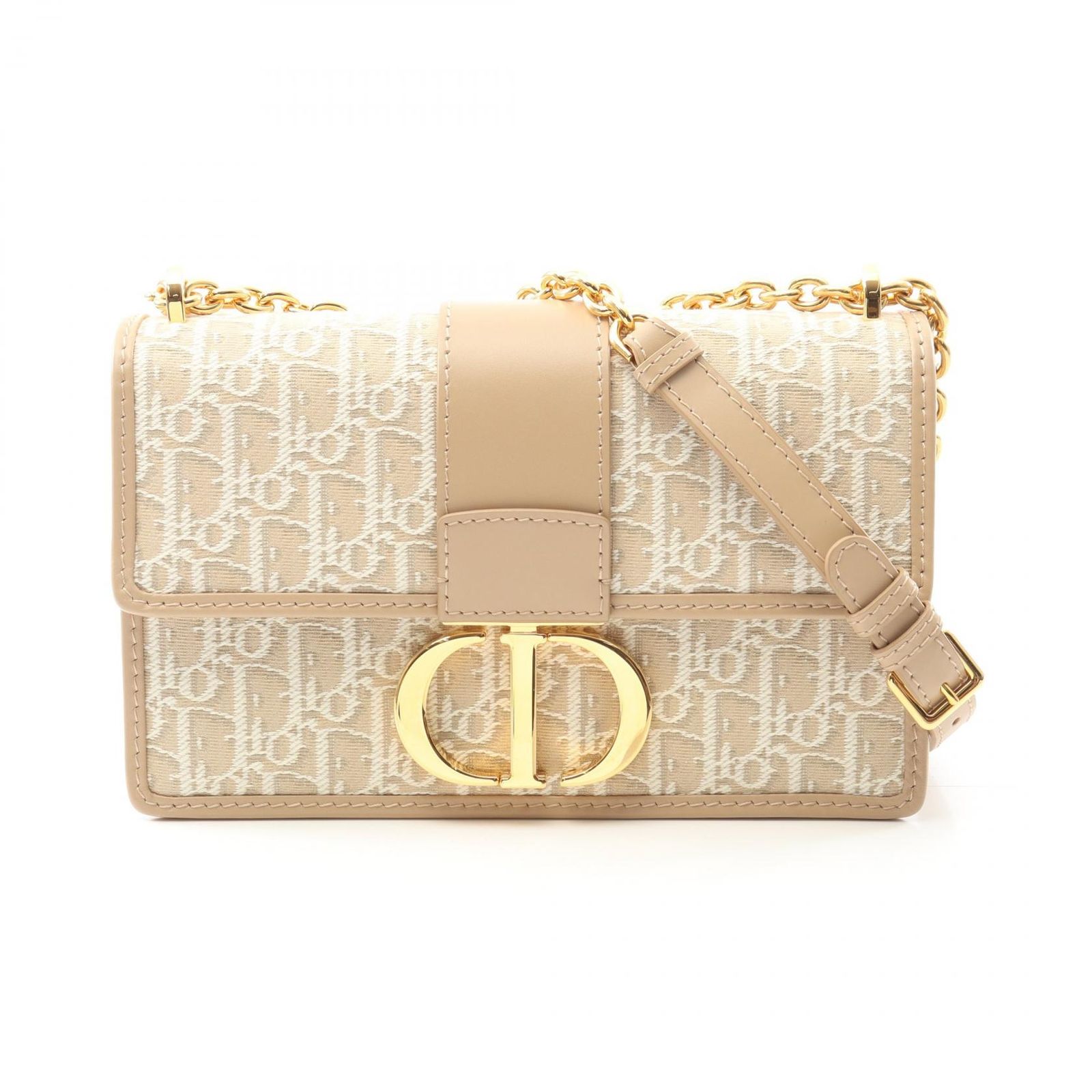 ディオール Dior ショルダーバッグ 30 MONTAIGNE モンテーニュ オブリーク ジャカード M9208UTZQ ベージュ キャンバス レザー 30 モンテーニュ East-West チェーンショルダー レディース Used A