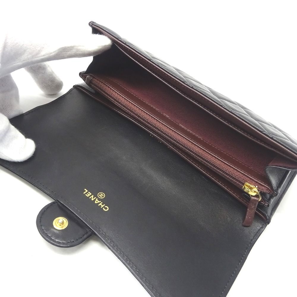 シャネル 長財布 二つ折り マトラッセ A80758 ブラック Ft595302 中古 CHANEL（シャネル） 中古 マトラッセ 長財布 ブラック レディース