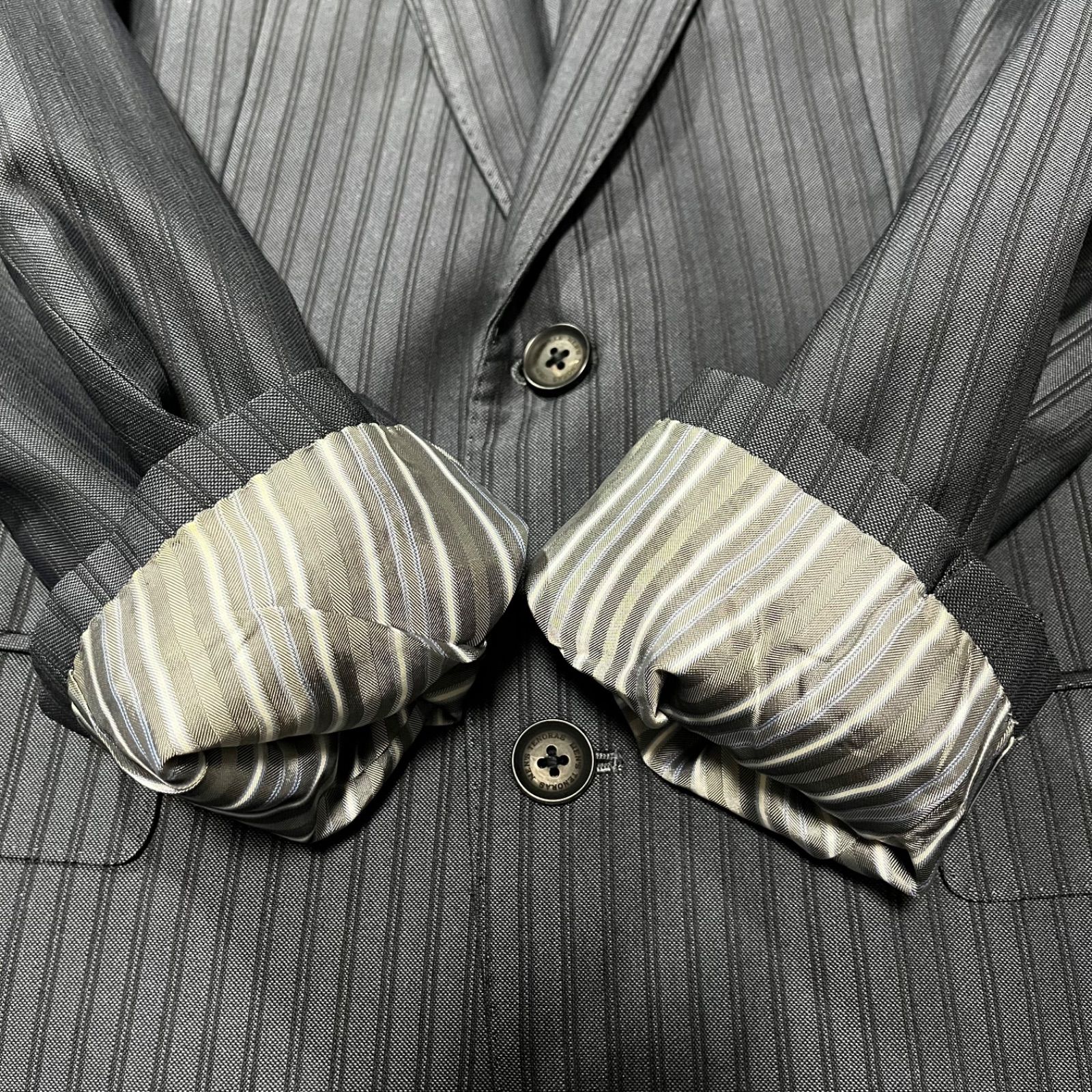 美品　メンズティノラス　ストライプ ダブルブレストジャケット 極美品 MEN'S TENORAS メンズティノラス テーラードジャケット