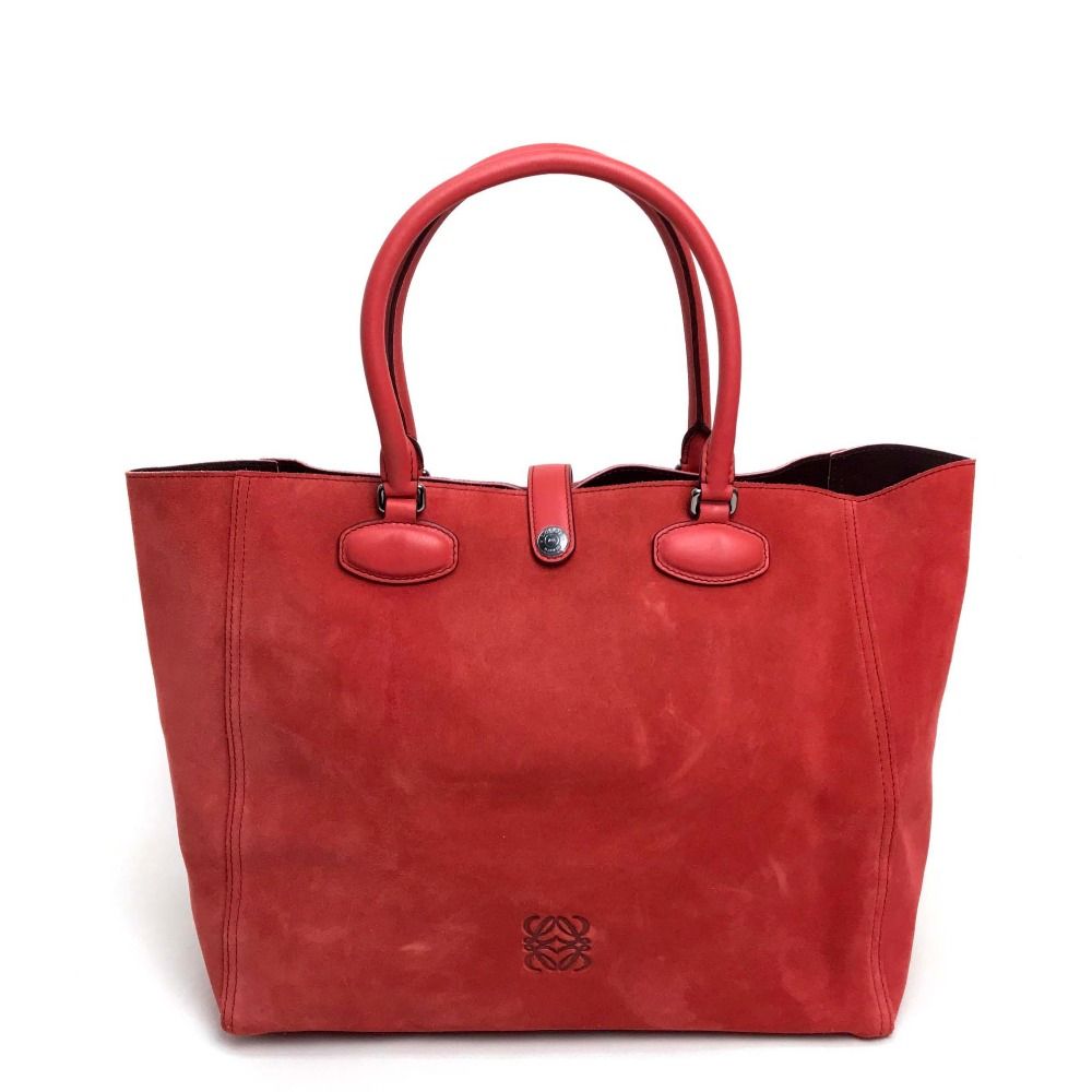 ファッション LOEWE メルカリ - レッド レッド スエード レオ トートバッグ ロエベ バッグ