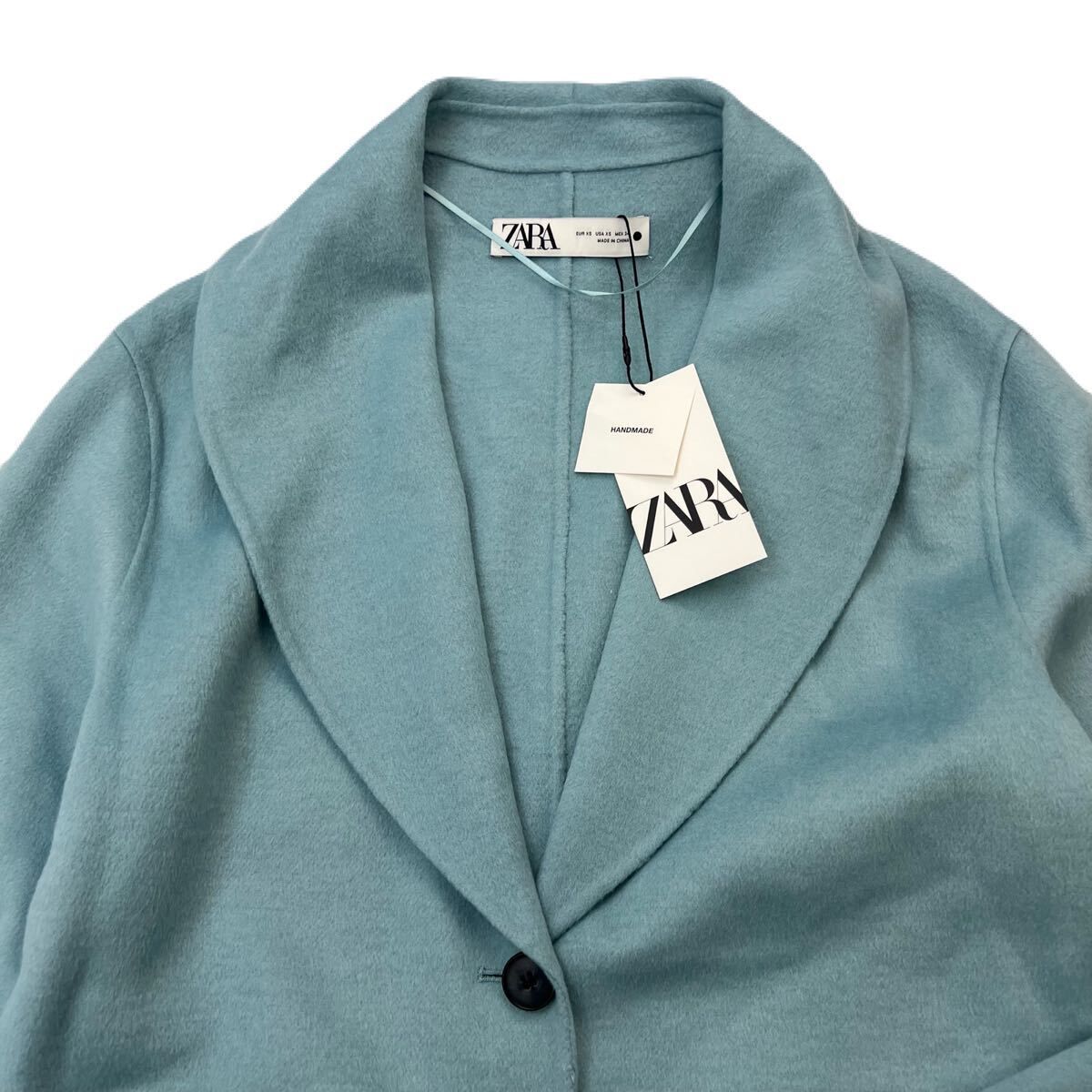 タグ付 定17990円 ☆ ZARA ザラ ウール ロングコート ライトブルー