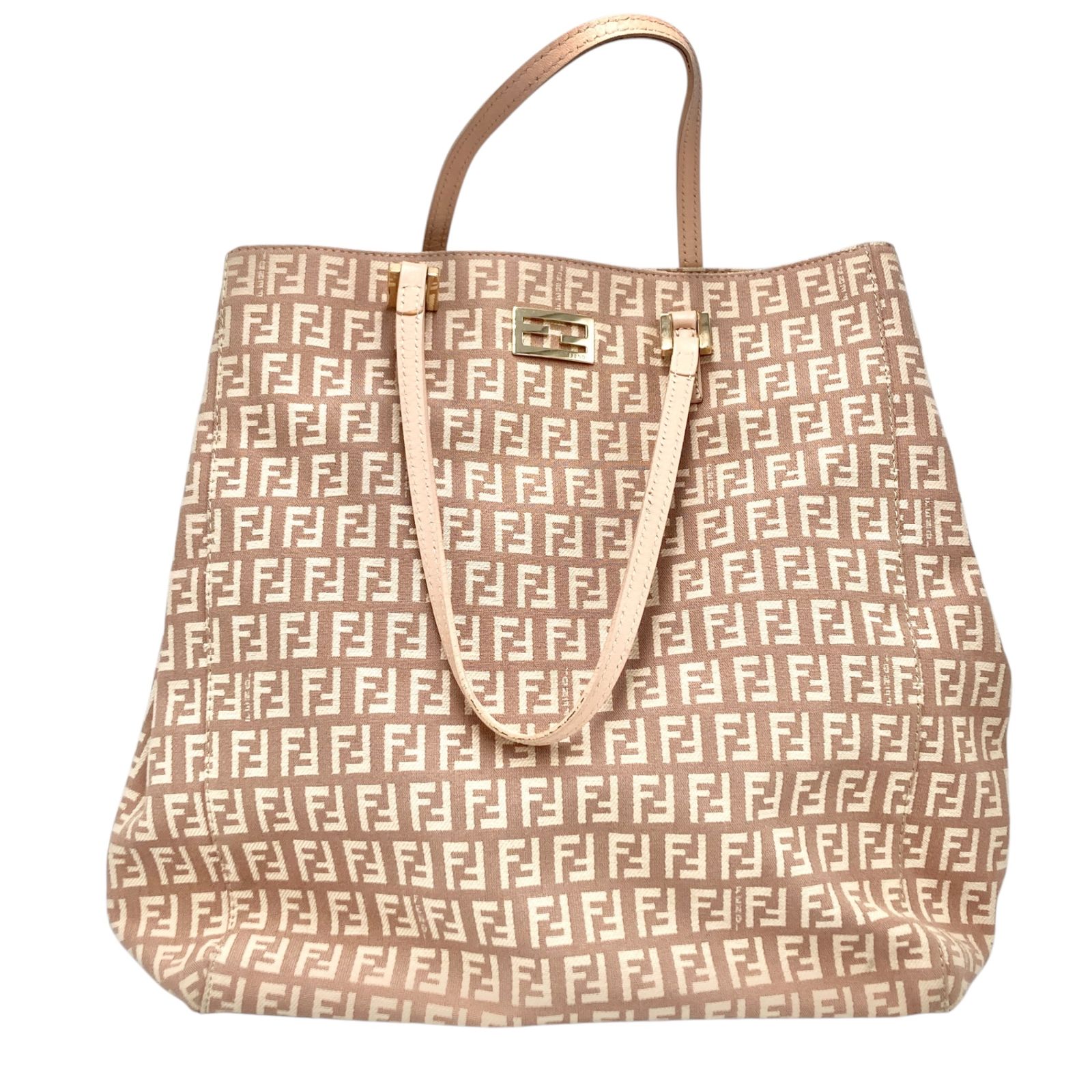真贋判定済】FENDI フェンディ ズッキーノ トート ピンク