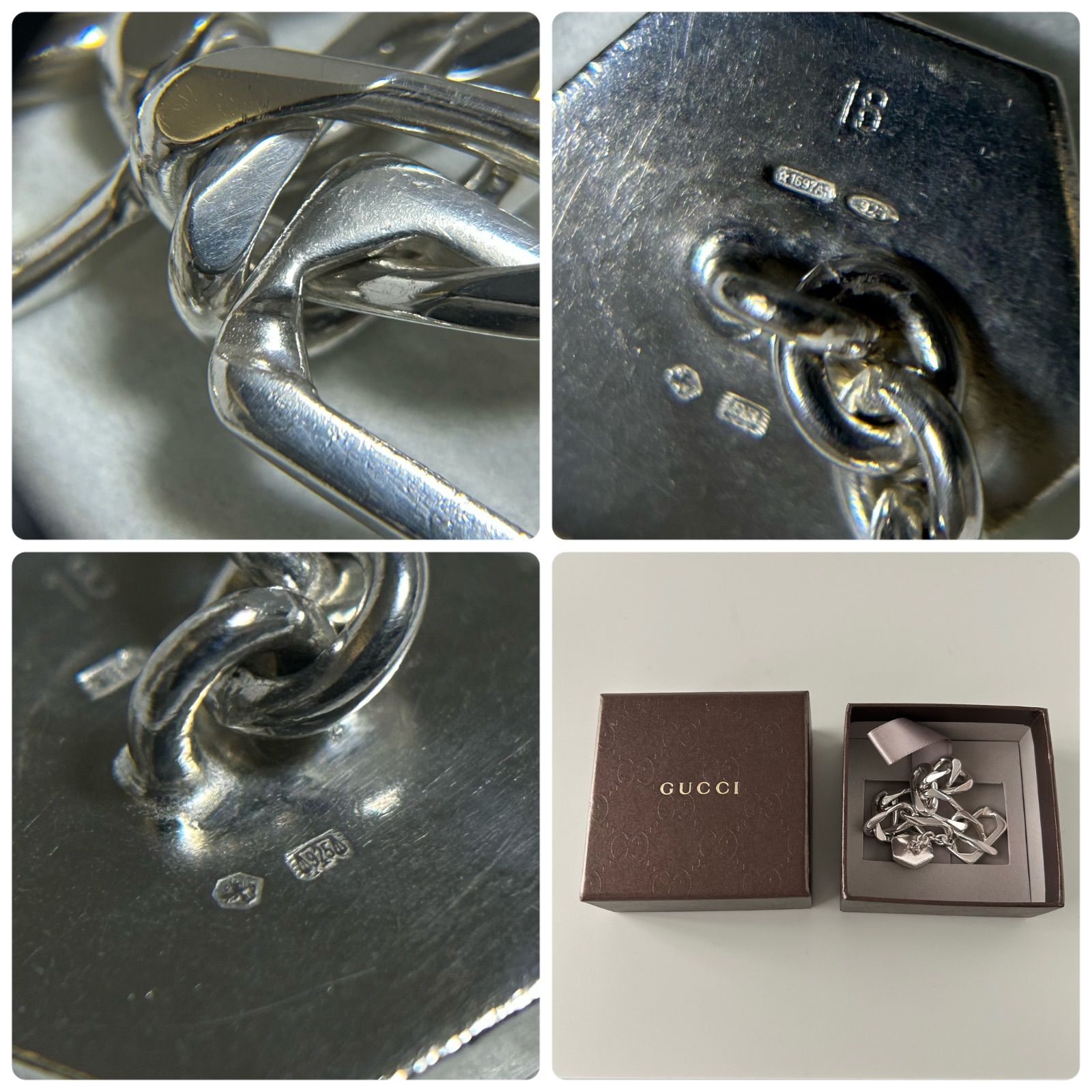 かるま様 グッチ ヘキサゴン フィガロチェーン ブレスレット 925 GUCCI 