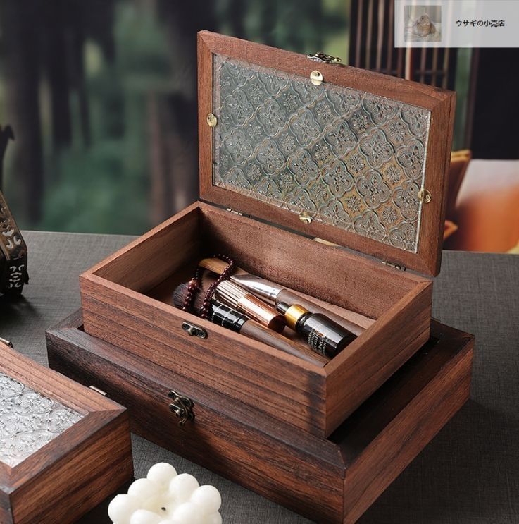 木製 レトロ ジュエリーボックス アクセサリー収納ケース 鏡付 大人気，人気セール】 レトロ♪ジュエリーボックス