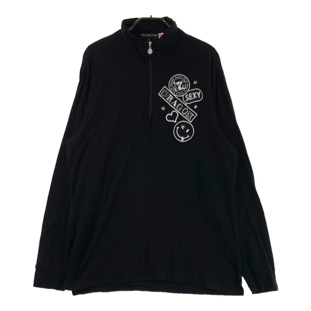 サイズ：4 DANCE WITH DRAGON ダンスウィズドラゴン  ハーフジップ 長袖Tシャツ  ブラック系 [240101354390]# ゴルフウェア メンズ ストスト