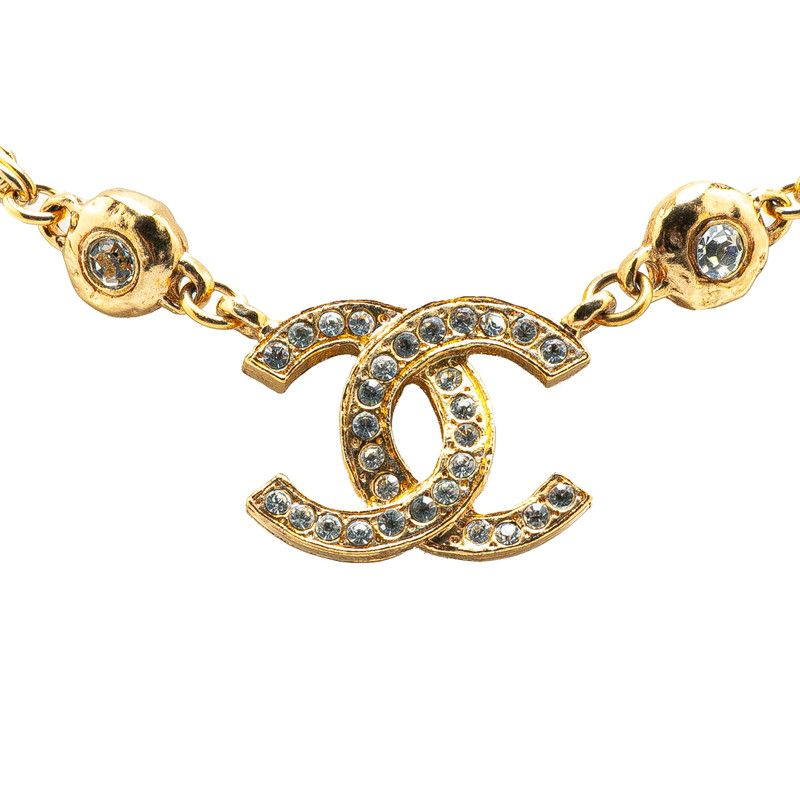 シャネル ココマーク ラインストーン ゴールド メッキ レディース  