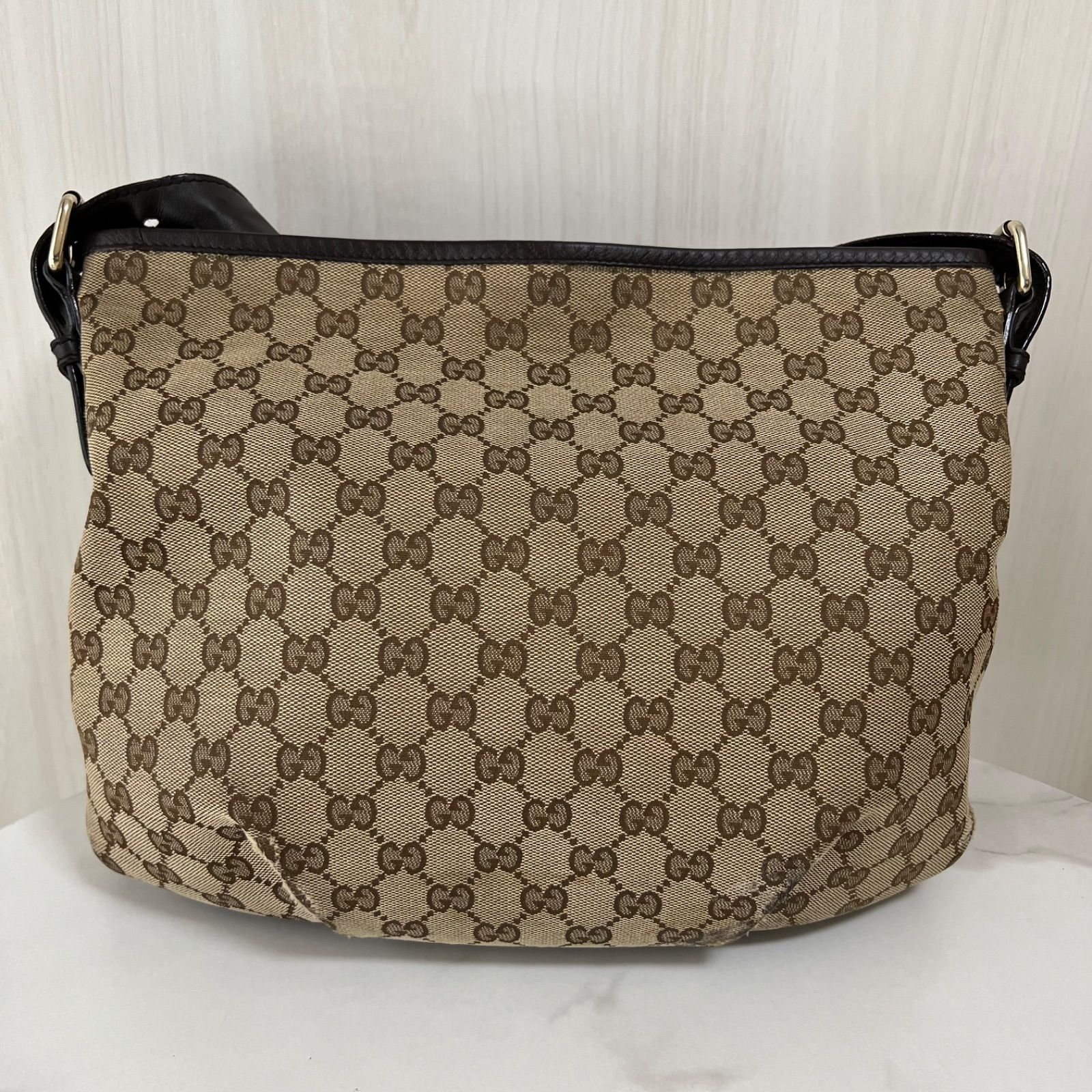グッチ GUCCI GG柄 茶 388930 キャンバス レザー ショルダー