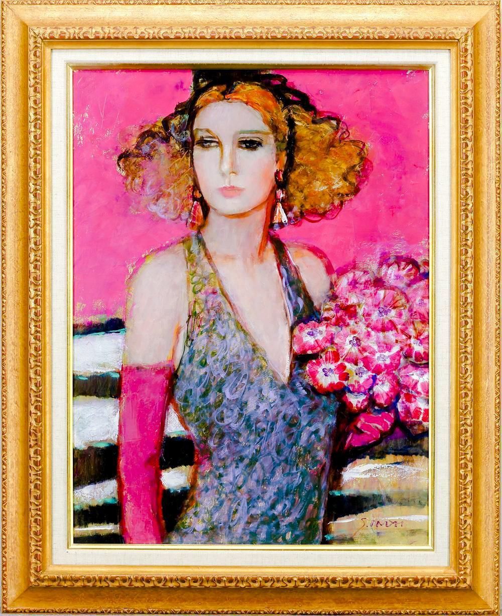 Noriko Yoshida 油彩画 女性像　12号油彩 真作】【WISH】今井幸子 油彩 12号 大作 ◇洗練された美・美人像名画