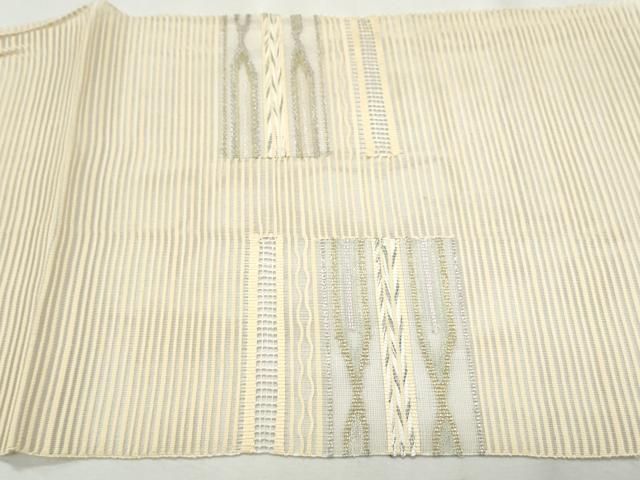 平和屋着物＊夏物 絽綴れ 八寸名古屋帯 横段吉祥文 金銀糸 正絹 逸品