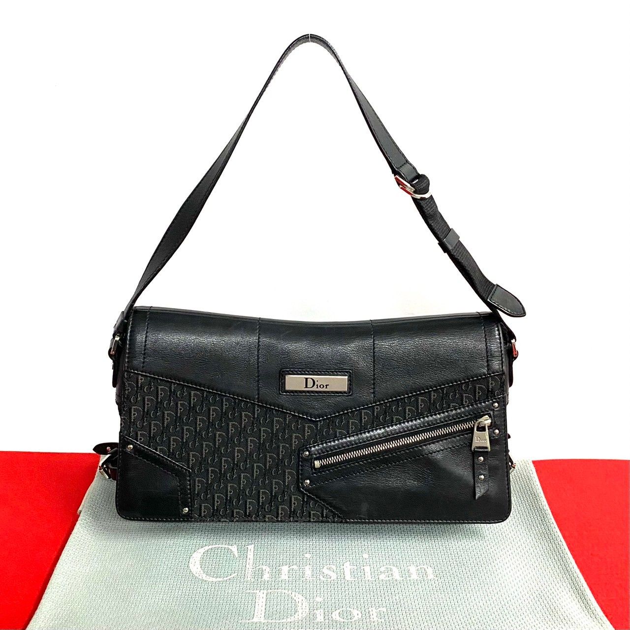 Christian Dior ショルダーバッグ キャンバス レザー