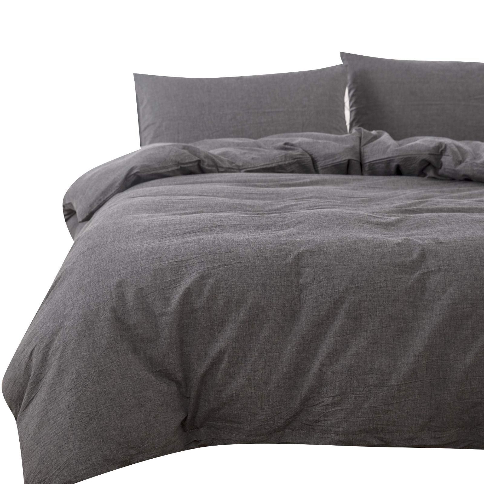 Color チャコールグレー_Size シングル 150x210cm 掛ふとんカバー シングル 150x210cm チャコールグレー オーガニックコットン洗いざらしの綿 防ダニ 布団カバー