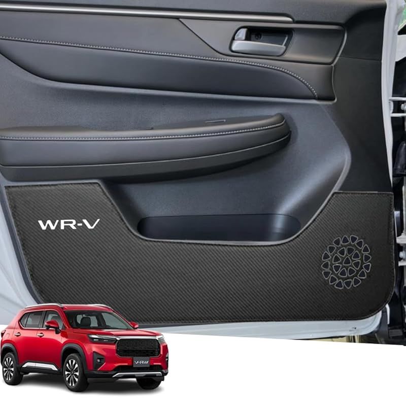 Hearsheng ホンダ 新型WR-V 節約 WRV DG5 DG系(2024年3月～)専用レザー材質ドアキックガード インナードアプロテクション  ドアトリムガード 運 内装パーツ カスタム 保護パーツ 汚れ防止 傷防止 取り付け簡単 車種専用設計(カーボン調）4 に適用 ホンダ 新型 WR-V WRV DG5 DG系 令和6年3月～ 車載ペットキャリー 汚れ防止 防水 耐摩擦性 滑り止め 折り