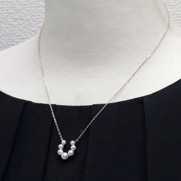 ミキモト K18WG アコヤ真珠 ペンダントネックレス 径約3.4-5.4mm