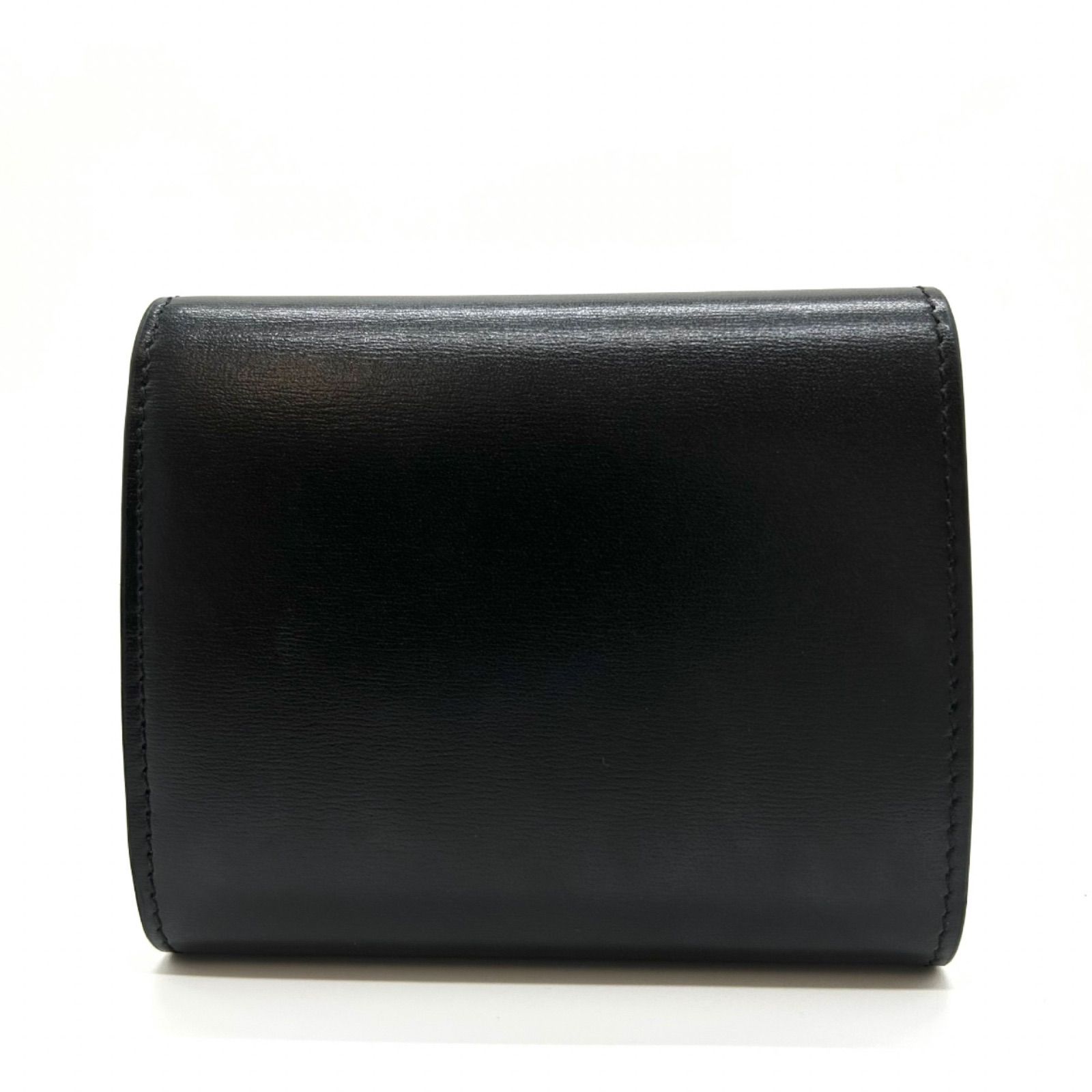 CELINE セリーヌ トリオンフ フラップウォレット レザー 三つ折り財布 ブラック ゴールド金具 レディース コンパクトウォレット 財布 ミニ財布 スモール