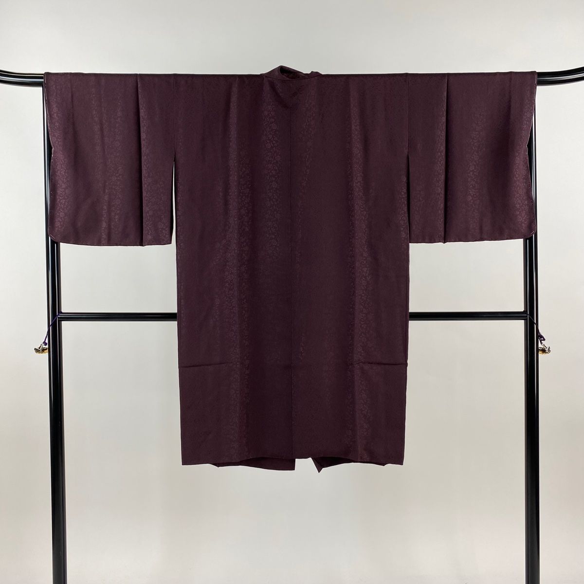 道中着 身丈104cm 裄丈68cm L 和装コート 着物衿 地紋 茶紫 正絹