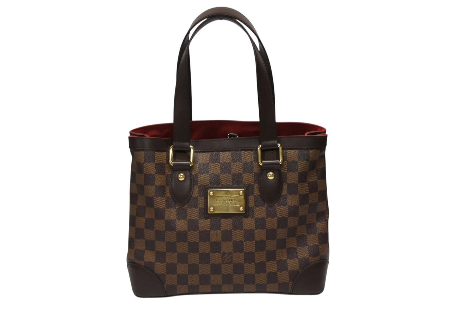 LOUIS VUITTON ルイヴィトン ダミエ ハムステッドPM ハンドバッグ ブラウン N51205 ロゴ ゴールド金具 4b008350