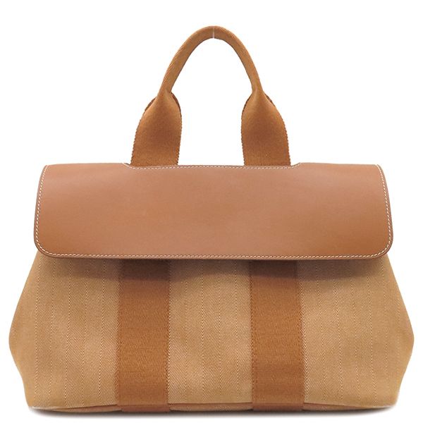 エルメス HERMES ハンドバッグ ヴァルパライソ PM トワルシェブロン スイフト ゴールド シルバー金具 茶 □K刻印 保存袋