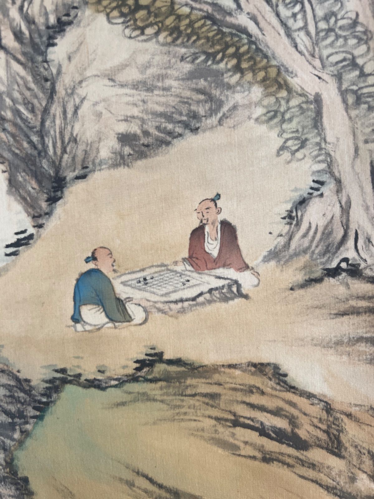 中国 画家 唐先徳 鯉 蓮 絹本掛軸 師李可染（中国 画家 唐先徳