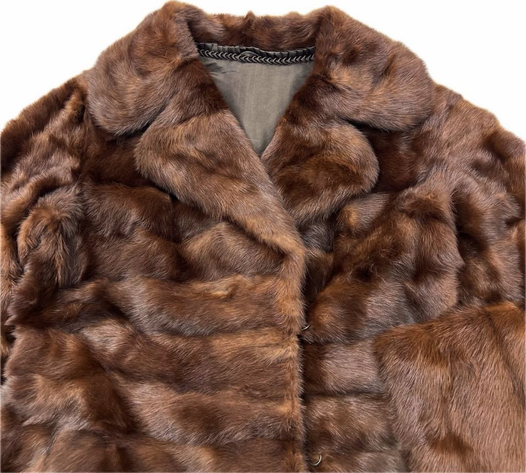 高級✨ デミバフミンク コート 本毛皮 リアルファー アウター ブラウン