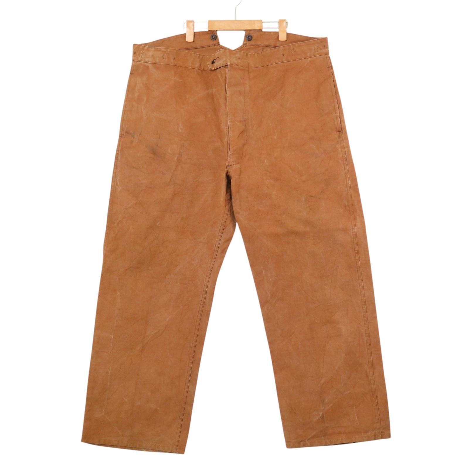 50年代 フランス製 SNCF フランス国鉄 フレンチワーク レイルロードパンツ ヴィンテージ ユーロ ブラウン メンズ 50 古着 A 4817